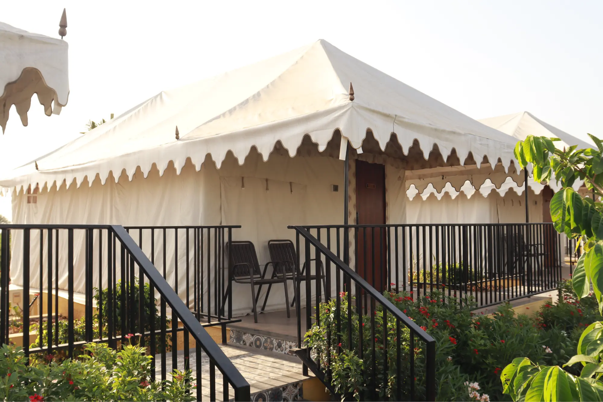 Luxury tent at dusk